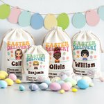 Personalizzato Pasqua consegna Cartoon Character Drawstring Treat Bag con nome Pasqua festa di compleanno regalo per ragazzi ragazze