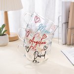 Vaso de cristal personalizado Love Heart 16oz con nombre y asa Regalo de San Valentín Cumpleaños para pareja