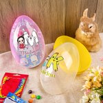 Personalized Cartoon Character Rabbit Chick Initial Jumbo Easter Egg with Name Easter Basket Stuffers Party Favors Birthday Gift for Kids