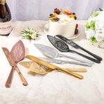 Personalised Floral Cake Knife Server Cutting Set with Name and Date Wedding Bridal Shower Gift for Couple