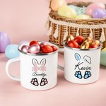 Personalized Cute Easter Bunny 12oz Enamel Mug Snack Bag with Name Easter Party Birthday Gift for Kids