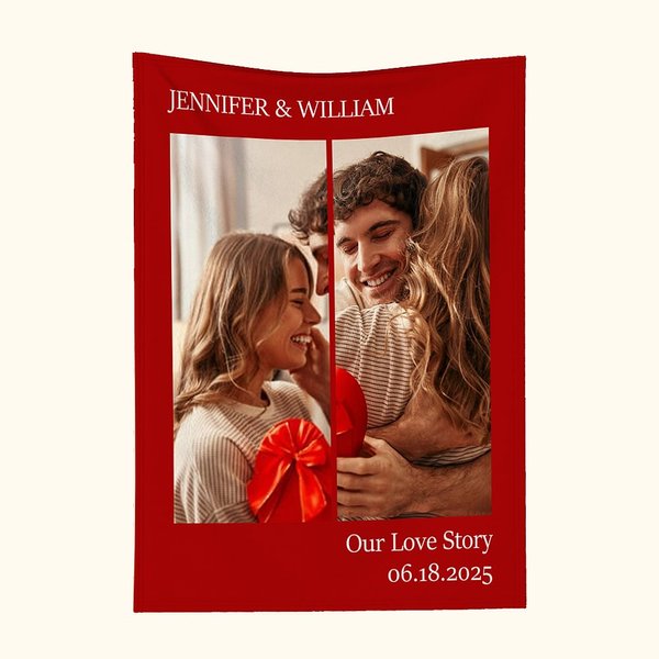 Couverture chaude et douce personnalisée 1-6 photos avec nom, date et texte Multicolore Cadeau d'anniversaire Famille Couple