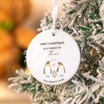 Personalized Cute Penguin Family Ceramic Ornament with Name and Year Holiday Decor First Christmas Gift for Boys Girls New Parents