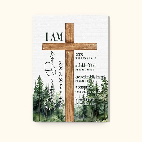 Henkilökohtainen Cross Raamatun jae Canvas maalaus teksti seinä sisustus ensimmäinen ehtoollinen ristiäiset kastaminen kaste lahja lapsille