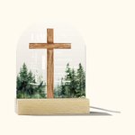 Personalised Bible Verse Cross LED Night Light with Wood Base Baptism First Communion Gift for Baby Girls Boys