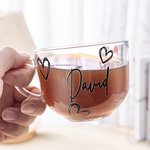 Vaso de cristal personalizado Love Heart 16oz con nombre y asa Regalo de San Valentín Cumpleaños para pareja
