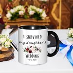 Tazza personalizzata I Survived My Daughter's Wedding Multicolore 11oz Photo Ceramic Mug con nome e data Regalo di nozze per i genitori della sposa