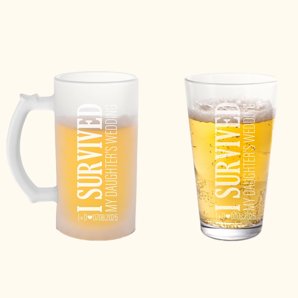 Verre à bière 16oz personnalisé avec initiale et date Mariage Fête des pères Cadeau d'anniversaire pour papa grand-père mari