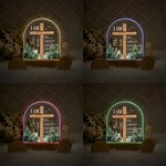 Personalised Bible Verse Cross LED Night Light with Wood Base Baptism First Communion Gift for Baby Girls Boys