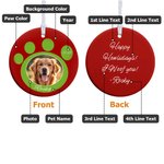 Ornamento personalizzato in ceramica con foto dell'animale domestico e design a zampa Regalo per l'albero di Natale per gli amanti degli animali domestici