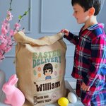 Personalizzato Pasqua consegna Cartoon Character Drawstring Treat Bag con nome Pasqua festa di compleanno regalo per ragazzi ragazze