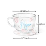 Vaso de cristal personalizado Love Heart 16oz con nombre y asa Regalo de San Valentín Cumpleaños para pareja