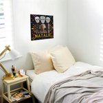 Personalized Mexican Floral Sugar Skull Canvas Photo Painting with Name and Year Gothic Wall Decor Day of the Dead Gift for Family