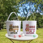 Personalized Cute Bunny Egg Hunter Camouflage Carrot Reusable Canvas Easter Basket with Name Birthday Easter Gift for Kids