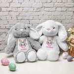 Personalized Cute Easter Bunny Blowing Bubble Design Plush Stuffed Toy with Name Easter Home Decor Gift for Kids