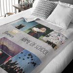 Manta de graduación personalizada con collage de 9 fotos y nombre de la escuela Regalo de ceremonia de graduación para estudiantes universitarios de último curso