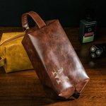 Neceser de cuero PU impermeable con asa personalizado con monograma regalo de aniversario para los esposos regalo para el Día del Padre para hombre