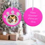 Ornamento personalizzato in ceramica con foto dell'animale domestico e design a zampa Regalo per l'albero di Natale per gli amanti degli animali domestici