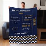 Personalized School Memorial Blanket with Name and Text Graduation Gift for Graduate Athletic Club Member