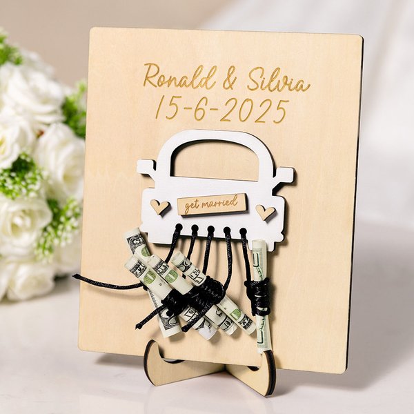Porte-monnaie en bois avec texte Cadeau de mariage Cadeau de mariage pour jeunes mariés