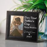 Personalized Our First Father's Day  Photo Frame with Folding Stand and Hanger Baby Picture Frame for New Daddy Birthday Father's Day Christmas Gift