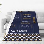 Personalized School Memorial Blanket with Name and Text Graduation Gift for Graduate Athletic Club Member