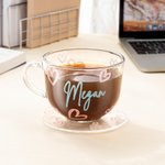 Vaso de cristal personalizado Love Heart 16oz con nombre y asa Regalo de San Valentín Cumpleaños para pareja