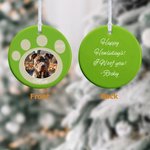 Ornamento personalizzato in ceramica con foto dell'animale domestico e design a zampa Regalo per l'albero di Natale per gli amanti degli animali domestici