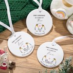 Personalized Cute Penguin Family Ceramic Ornament with Name and Year Holiday Decor First Christmas Gift for Boys Girls New Parents