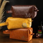 Neceser de cuero PU impermeable con asa personalizado con monograma regalo de aniversario para los esposos regalo para el Día del Padre para hombre