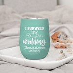 Verre à vin multicolore 12oz avec couvercle anti-éclaboussures Cadeau de mariage pour les parents de la mariée