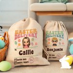 Personalizzato Pasqua consegna Cartoon Character Drawstring Treat Bag con nome Pasqua festa di compleanno regalo per ragazzi ragazze