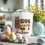 Personalized Cute Bunny Egg Hunter Camouflage Carrot Reusable Canvas Easter Basket with Name Birthday Easter Gift for Kids
