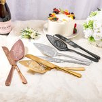 Personalised Floral Cake Knife Server Cutting Set with Name and Date Wedding Bridal Shower Gift for Couple