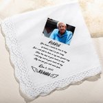 Personalised Memorial Wedding Lace 100% Cotton Handkerchief with Deceased Relative Photo Name and Date Wedding Memorial Gift for Bride Groom