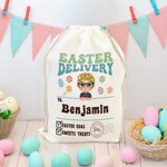 Personalizzato Pasqua consegna Cartoon Character Drawstring Treat Bag con nome Pasqua festa di compleanno regalo per ragazzi ragazze