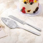 Personalised Floral Cake Knife Server Cutting Set with Name and Date Wedding Bridal Shower Gift for Couple