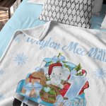 Personalisierte Baby's First Christmas Blanket Cute Animal on Gift Truck Sofa Blanket with Name Holiday Home Decoration Christmas Gift for Family Kid