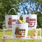 Personalized Cute Bunny Egg Hunter Camouflage Carrot Reusable Canvas Easter Basket with Name Birthday Easter Gift for Kids