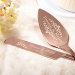 Personalised Floral Cake Knife Server Cutting Set with Name and Date Wedding Bridal Shower Gift for Couple