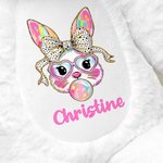 Personalized Cute Easter Bunny Blowing Bubble Design Plush Stuffed Toy with Name Easter Home Decor Gift for Kids