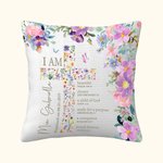 Personalized Floral Cross Bible Scripture Throw Pillow Cover with Name The First Baptism Communion Confirmation Gift for Daughter Goddaughter