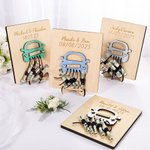 Personalized Heart Wedding Car Design Wooden Money Holder with Text Cash Favor Wedding Party Bridal Shower Gift for Newlyweds