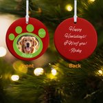Ornamento personalizzato in ceramica con foto dell'animale domestico e design a zampa Regalo per l'albero di Natale per gli amanti degli animali domestici