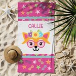 Asciugamano da spiaggia oversize personalizzato con design dell'unicorno cane volpe scimmia e nome regalo di compleanno per ragazzi
