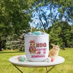 Personalized Cute Bunny Egg Hunter Camouflage Carrot Reusable Canvas Easter Basket with Name Birthday Easter Gift for Kids