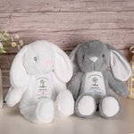 Animale di peluche personalizzato con croce floreale Peter Rabbit, con nome e data Regalo di compleanno per bambini per la festa del bebè, il battesimo e il compleanno.
