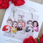 Personalized Cartoon Couple Heart Gesture Acrylic Keychain with Name Bag Charms Valentine's Day Anniversary Gift for Couples
