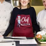 Personalized Cartoon Woman Character Chef Adjustable Baking Apron with Name Birthday Gift for Chef Cooking Enthusiast