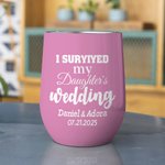 Verre à vin multicolore 12oz avec couvercle anti-éclaboussures Cadeau de mariage pour les parents de la mariée